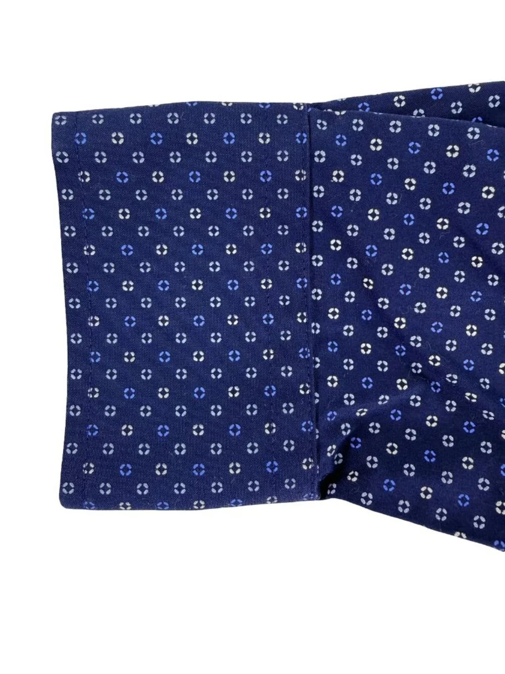 Banana Republic Men's S Untucked Fit Non-Iron Blue Geometric Button Down Shirt